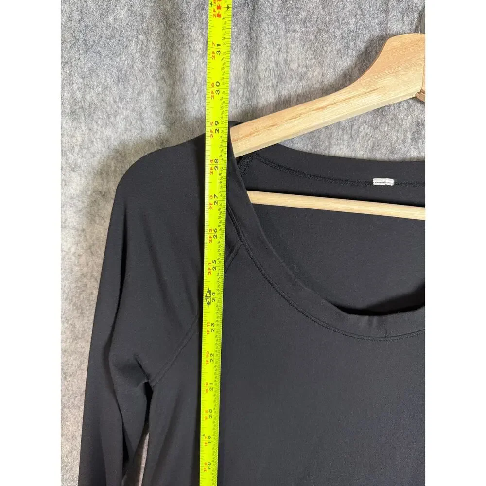 Lululemon Womens Rehearsal Black Size 4/6 Long Sleeve Flared Shirt Thumbholes